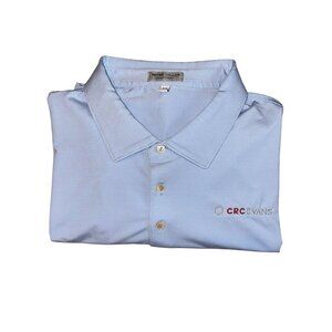 Peter Millar Summer Comfort Golf Polo Shirt Mens XXL CRC EVANS Logo Blue White